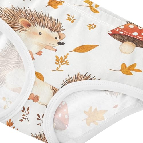 Wusikd Cute Hedgehogs Girls' Underwear Cotton Mushroom Hat Girls Briefs Soft Toddler Underwear 2T4
