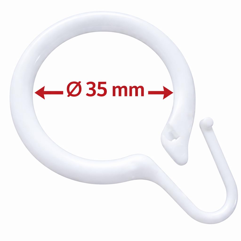 Duschvorhangring Ø 35 mm – Kunststoff Farbe Weiss – 10, 30, 50, 100 Stück (30 Stück)