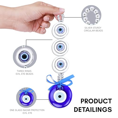 Image of PACKNBUY Large Turkish Evil Eye Nazar Battu Wall Hanging for Home Entrance Main Door Good Luck Positive Energy Feng Shui Vastu Protection Charm for Office Shop