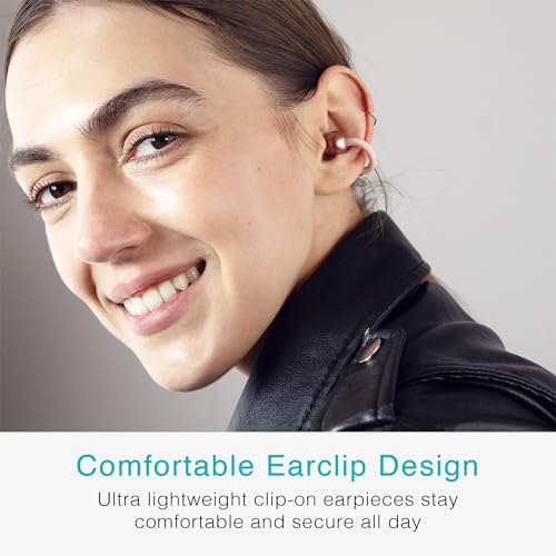 MEE audio Pebbles Air Open Ear True Wireless Earbuds - Bluetooth 5.3 Lightweight Earclip Headphones with Headset Microphone & Call Noise Reduction for Gym/Workouts/Sports and Gaming (Rose Gold/Pink) — view 2