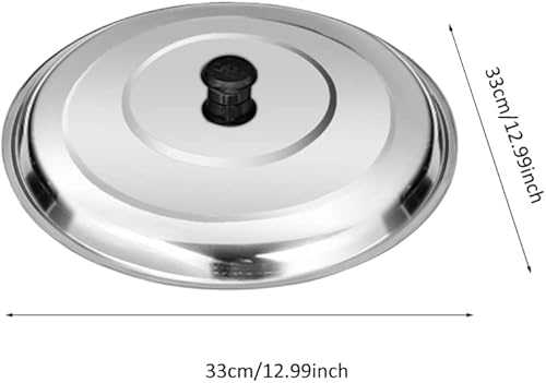 Miniatura 3 de Tapa de cacerola con tapa para wok, cubierta de cacerola tapa redonda de acero inoxidable con pomo, cubierta de sartén para sartén de hierro