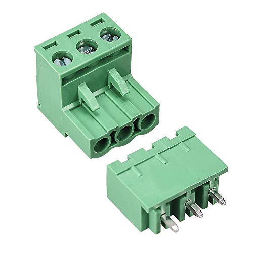 sourcing map 3 Pin 5.08mm Pitch Male Female PCB Screw Terminal Block 20 Sets