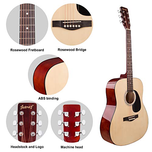 Image of JUAREZ Arpeggio 41 Inch Acoustic Guitar Kit, JRA41SP-NAT Spruce Top, Rosewood Fretboard & Bridge, Truss Rod, Chrome Die Cast Machine Tuners, Natural
