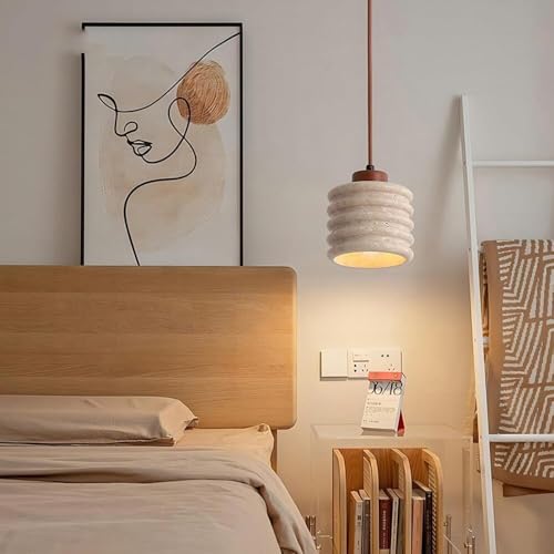 Lámpara colgante minimalista de piedra para iluminar mesas de comedor e islas E27 5
