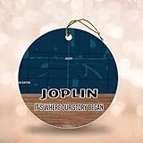 Joplin MO Christmas Ornaments City Map - It's Where Our Story Began Keepsakes Vintage Custom City Map Joplin Missouri Ornament MDF 3" White