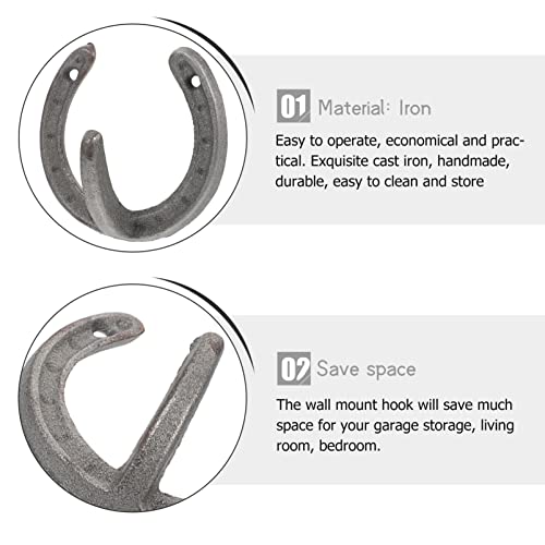 Happyyami Coat Hooks 4Pcs Vintage Wall Hanger Cast Iron Horseshoe Hooks Heavy Duty Clothes Hanger For Hanging Coat Hat Key Towel #TOP7