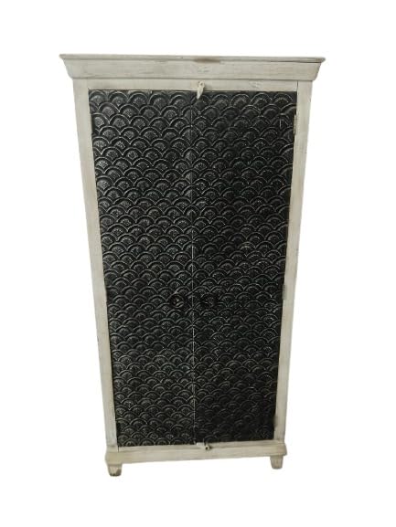 Nazar Art & Craft Solid Wooden Handcarving Wardrobe | Almirah with Storage for Bedroom &Hotel, Black, (L90 x W40 x H180 CM)