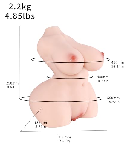 Image of Sex Doll Portable for Men 4.8lb Pocket Pussy 1:2 Waist-to-Hip Ratio Male Sex Toy for Men Realistic Dual Channel Female Sex Doll Torso Soft Ass Breast Male Masturbator