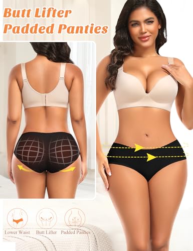 Image of DERCA Butt Lifter Panties Padded Underwear for Women Seamless Booty Pads Hip Enhancer Butt Lifting panty
