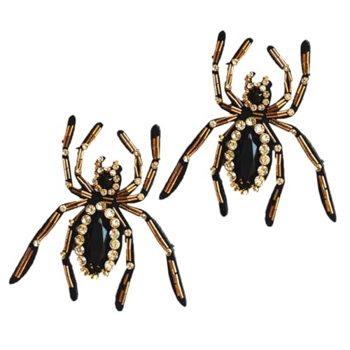 DIYEAH 2 Piezas adorno de araña decoración amuleto de araña bordado chaquetas halloween adornos haloween shoes de araña adornos para manualidades taladro de vidrio Black