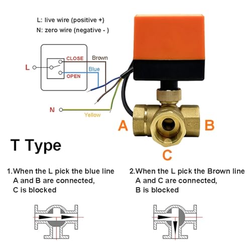 Válvula de bola eléctrica de 3 vías DN25 24VDC tipo L para automatización de calefacción 5