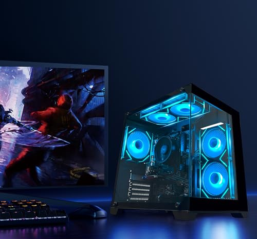 YAWYORE Gaming PC Desktop Computer AMD Ryzen 5 5600GT,16GB DDR4 3200MHz,1TB M.2 NVMe PCle,550W 80PLUS PSU,WiFi,Game Design Office Console,Sea View Room, Towers PC (Black) by YAWYORE - Image 2