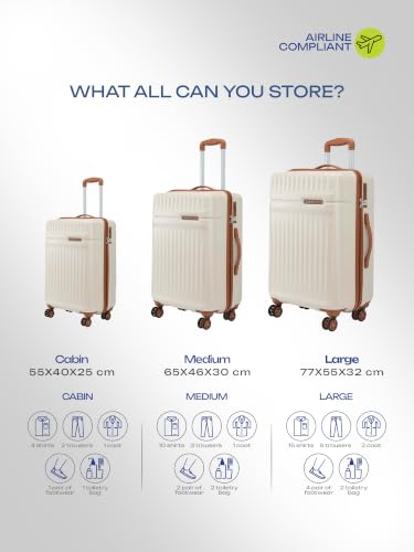 Image of Safari Runner Set of Small, Medium and Large 8 Wheels 55, 66 and 77cm Hard Case Polycarbonate 360 Degree Wheeling System, Trolley Bags for Travel, Suitcase for Travel, Vanilla