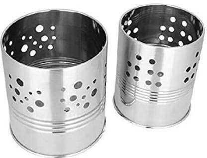 Image of ALTRON Stainless Steel Cutlery Holder Combo Set (2 Pcs) - Multipurpose Spoon Fork Knife Stand | Pen Holder, Toothbrush & Makeup Brush Organizer | Kitchen & Dining Table Utensil Storage