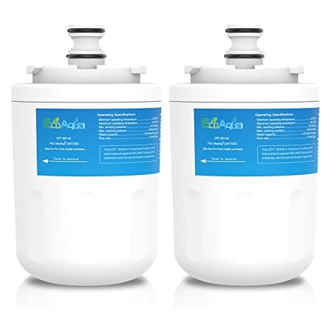 EcoAqua EFF-6014A Fridge Water Filter Compatible with Maytag PUR UKF7003, UKF7003AXX, 7003AXXP, UKF7002AXX, 7002, UKF7001AXX, 7001, UKF6001AXX, 6001, UKF5001AXX, Whirlpool EDR7D1 (2) Cover