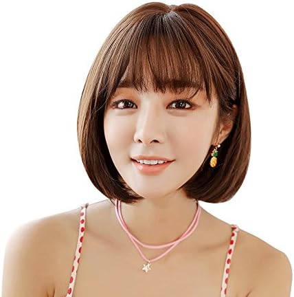 Amazon ウィッグ チョコレートの色 かつら ボブ ぱっつん 姫髪 空気感 前髪 自然 原宿系 小顔効果 ロリータ 高品質 耐熱 女性 チョコレートの色 コスプレ 仮装 通販