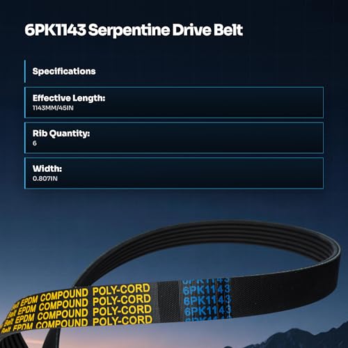 Image of 6PK1143 Serpentine Drive Belt with Ford Edge /Explorer /Escape