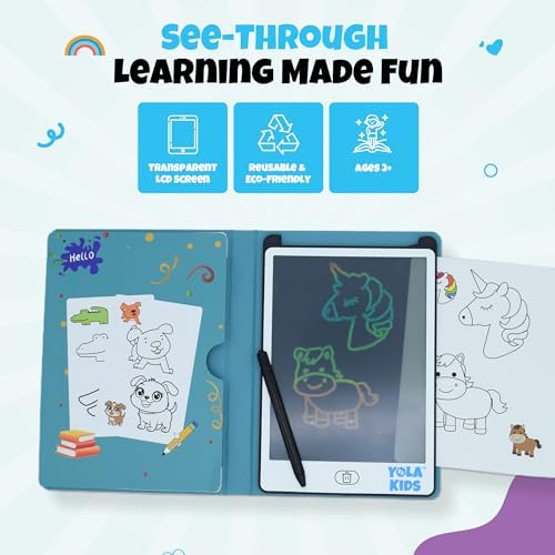 YOLA Kids 8.5" LCD Transparent Drawing Tablet with Stylus and 20 Double Sided Cards (YOLA Kids 8.5" LCD Transparent Drawing Tablet with Stylus and 20 Double Sided Cards) - 1