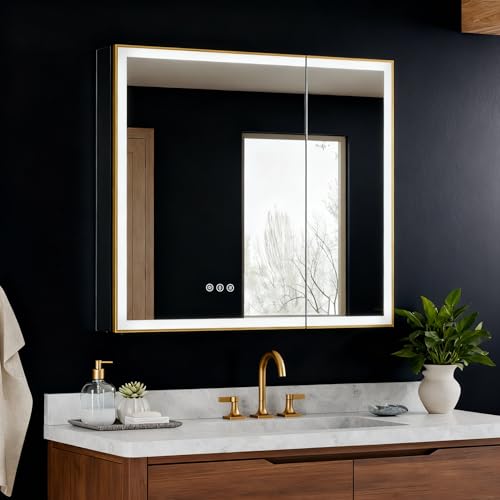 Premium Gold Medicine Cabinet Mirror with Lights