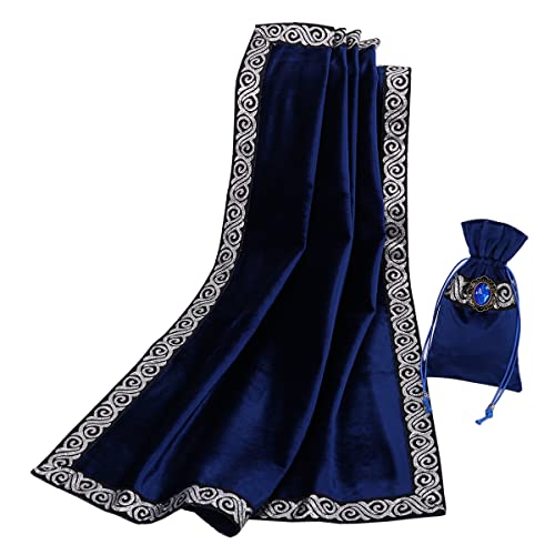 BLESSUME Wicca Square Altar Tarot Table Cloth for Reading with Card Pouch 24.4 * 24.4 inch (Blue 1)
