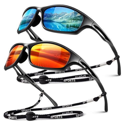 LINVO Occhiali da Sole Uomo Sportivi Polarizzati Guida Ciclismo Pesca TR90 Telaio Occhiali da Sole 100% Protezione UV