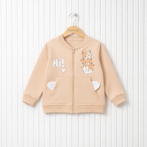 Kedili Kız Bebek Hırka, PUDRA, 12-18AY - Görsel 3