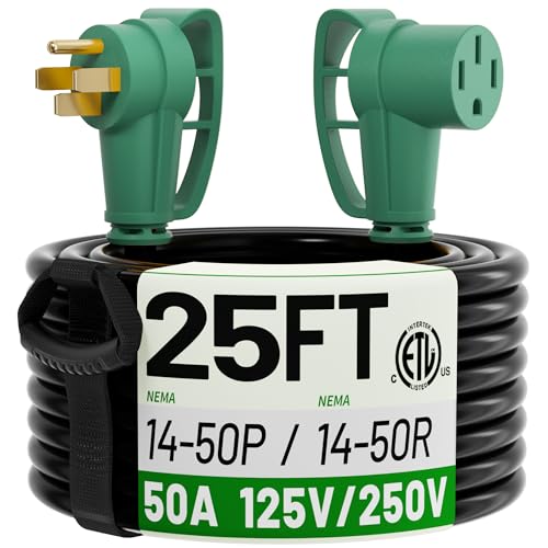 POWGRN 50A RV/EV Extension Cord 25FT Waterproof
