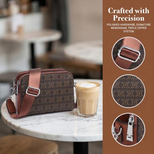 Image of Crossbody Bags for Women Small Shoulder Purses with Adjustable Wide Strap, Triple Zip Design