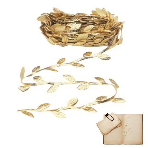10m Vides Artificial Hojas Simulación Guirnaldas, Cinta de Hojas de Oro Artificiales Enredadera Dorada Decorada Hiedra Artificial Guirnalda Bodas Navidad Decoración del Hogar Dorado Adorno de Cinta