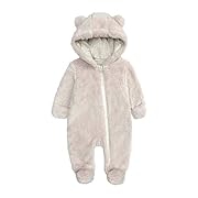 KIDDLETOWN Baby Overall Winter Fleece Strampler Baby Schneeanzüge mit Kapuze Neugeborenes Bär Schneeanzug Junge und Mädchen Einteiliger Anzug für 0-12 Monate