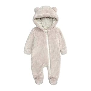 Newborn Baby Jumpsuit Hooded Fleece...