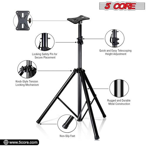 5 Core Speaker Stand Tripod Floor Adjustable Up To 48 Inch Dj Studio Monitor Stands Pole Mount thumb #2