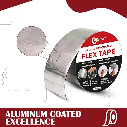 Image of Robustt Aluminium-Coated Flex Tape - 10 CM x 2.5 M � Super Strong Waterproof Solution for Water Leakages, Premium Sealing & Repairs (Pack of 5)