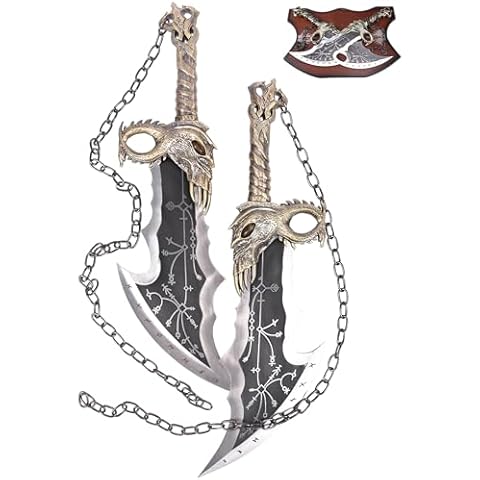 21" GOW Blades of Chaos Metal Sword 1:1 Replica Sword Cosplay Prop Suitable for Cosplay, hobbyist Collection, Decoration Cover