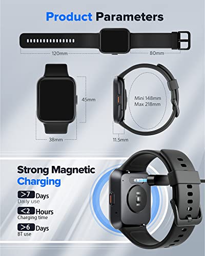 ساعة ذكية للرجال والنساء من اينومير (الرد / اجراء المكالمات)، اليكسا مدمجة، اللياقة البدنية مع معدل ضربات القلب وتشبع الاكسجين في الدم ومراقبة النوم، 100 رياضية، مقاومة للماء 5 ايه تي ام، متتبع انشطة