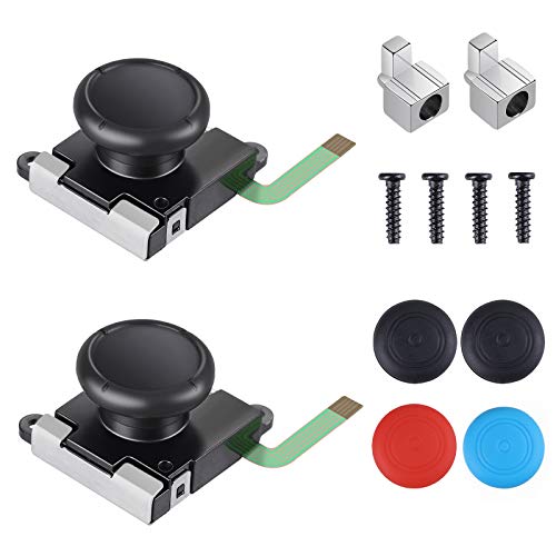 Vastar Joy Con Ersatzteile 2 Teilige Pack,3D Analog Joystick Daumenwippe für Nintendo Switch, Joycon Repair Kit, einschließlich Schrauben, Metallschloss, Wippkappe