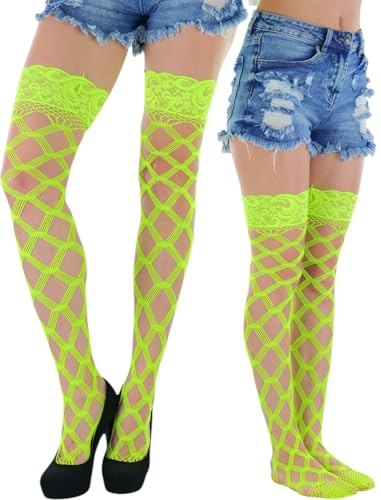 Image of ToBeInStyle Women's Multi-Strand Large Diamond Fence Net Thigh High Stockings