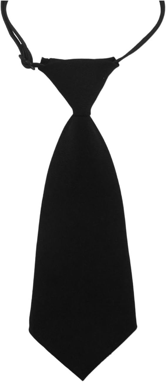 SYNTHORA Boys Pre-Tied Adjustable Zipper Necktie, Soft Microfiber Kids Tie for Wedding School Graduation, Classic Neck Tie for Boys, Women & Pets (Black)