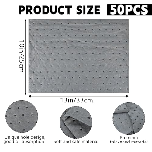50 Stück Universelle Ölauffangmatte 25 x 33cm Ölauffangmatte werkstatt matte Ölsaugtücher Ölbindematte für Werkstatt, Garage,Schwere Ölabsorptionsblätter Saugmatte für Zuhause, Keller,Garage, Küche