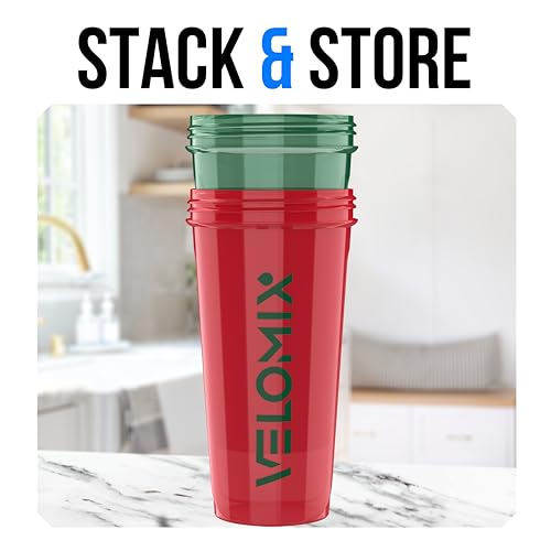 Image of VELOMIX -2 Pack- 28 oz Protein Shaker Bottles for Protein Mixes - 2x Wire Whisk | Leak Proof Shaker Cups for Protein Shakes and Pre Workout | Protein Shaker Bottle Pack (D1) Viva Palette
