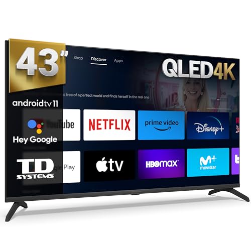 TD Systems - Smart TV 43 Pulgadas QLED 4K, Android 11 ATV Modelo 2024, Television TDT HD, Televisor con 3 años de garantía - PRIME43C19GLQ