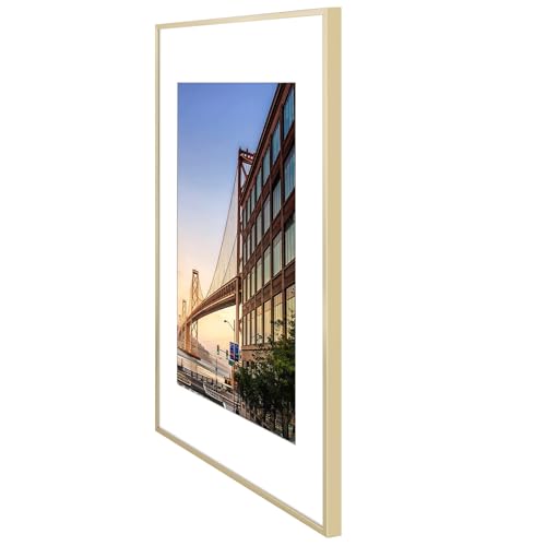 Frametory, Aluminium-Bilderrahmen, 40,6 x 61 cm, goldfarbener Rahmen mit herausnehmbarer Matte für 30,5 x 45,7 cm große Fotos, 61 x 40… – Ansicht 2