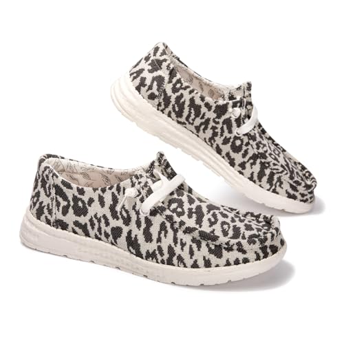 Image of Women's Canvas Loafers, Comfortable Slip-On Walking Shoes | Breathable Fabric Upper, Flexible Boat-Shoe Styling, Easy On and Off for Errands, Travel, Commuting and Everyday Wear