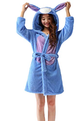 Peignoir de Bain Animaux Adulte Unsexe Robe de Chambre Ponche avec Capuche et Ceinture Pyjama Serviette Bathrobe Halloween Cosplay Carnaval Vêtements de Nuit Fantaisie Panda Vache Stich Lapin Cover