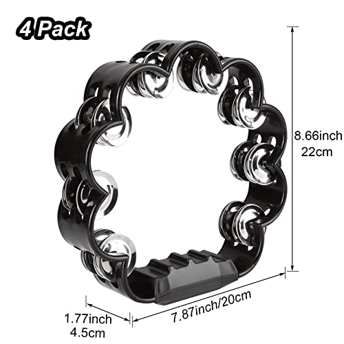 4 Pack Double Row Tambourine For Adult, Hand Held Percussion Tambourine With 16 Metal Jingles, Tambourines Percussion Instrument Musical Rhythm Tambourine For Adults Church Ktv Party (Black) #TOP1