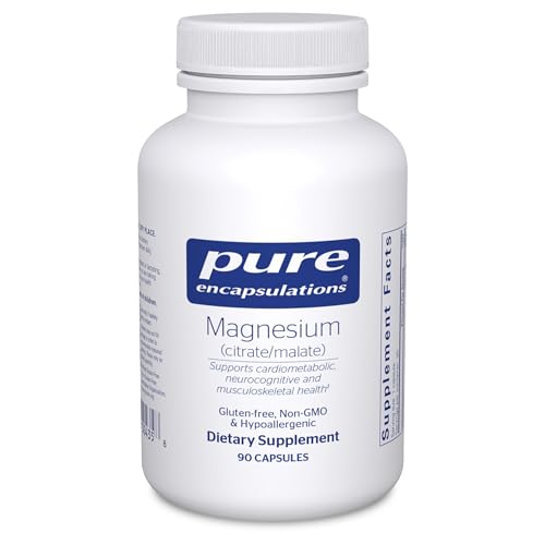 Image of Pure Encapsulations Magnesium (Citrate /Malate) - Magnesium Supplement to Support Nutrient Utilization, Energy, Bones & Heart Health* - with Magnesium Citrate & Malate - 90 Capsules