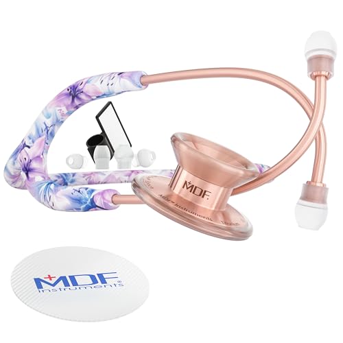 MDF Instruments MD One Epoch Fonendoscopio, Titanio Ligero, Doble Cabeza, Adulto, Programa piezas gratuitas de por vida, Monet, Oro Rosa, MDF777TMORG +MDF maletín de viaje