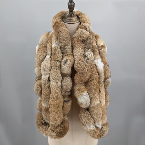 LVCOMEFF Women Natural Rabbit Fur Scarf Furry Neck Warmer Classic2