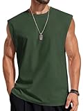 COOFANDY Canottiera Maglie di Cotone Senza Maniche da Uomo Streetwear da Allenamento Vegetazione Coperta M