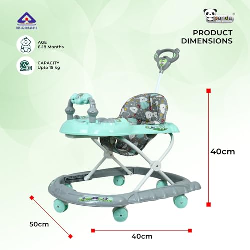 Image of Panda Baby Products Walker with Push Handle, Musical Toys & Adjustable Height - Safe & Comfortable Learning Walker for Babies (6-18 Months) (Grey, 111 Baby Walker)
